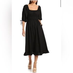 Linen blend milkmaid dress